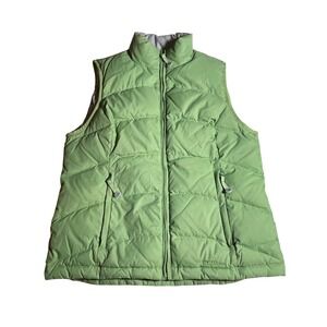 LL Bean Womens Green Goose Down Puffer Vest Quilted Ripstop Size M